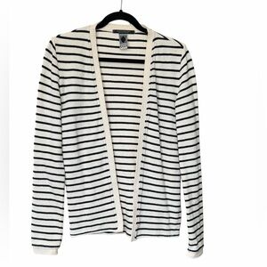 Scotch & Soda Striped Cardigan Black White Open Front Lightweight Knit Women’s